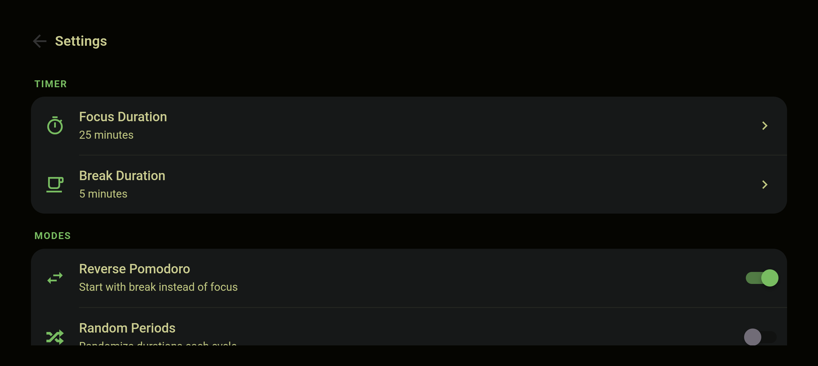 Settings Feature 1